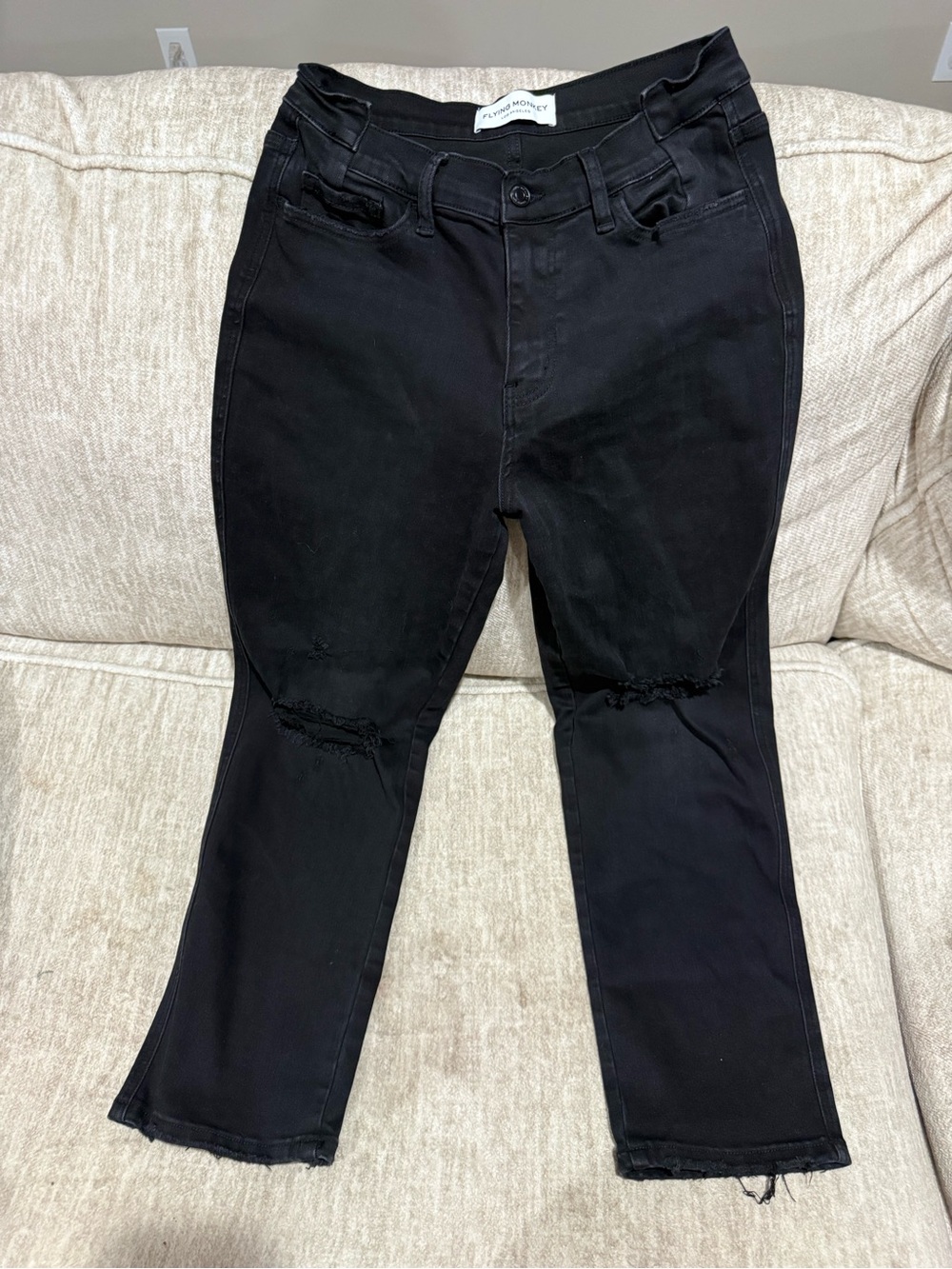 Flying Monkey Black Skinny Jeans with Distressed Knees